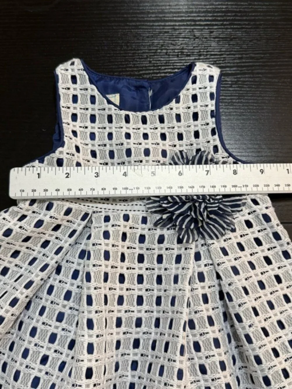 Marmellata Baby Girl Dress 12M Navy White Lace Overlay Sleeveless Spring Party